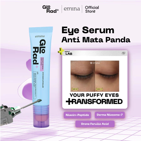 Emina GloRad+ Instant Refresh Puffy Eyes Eye Wake Up Roller - Eye Serum Samarkan Mata Panda, Mencerahkan Kulit Bawah Mata KITA COSMETIC