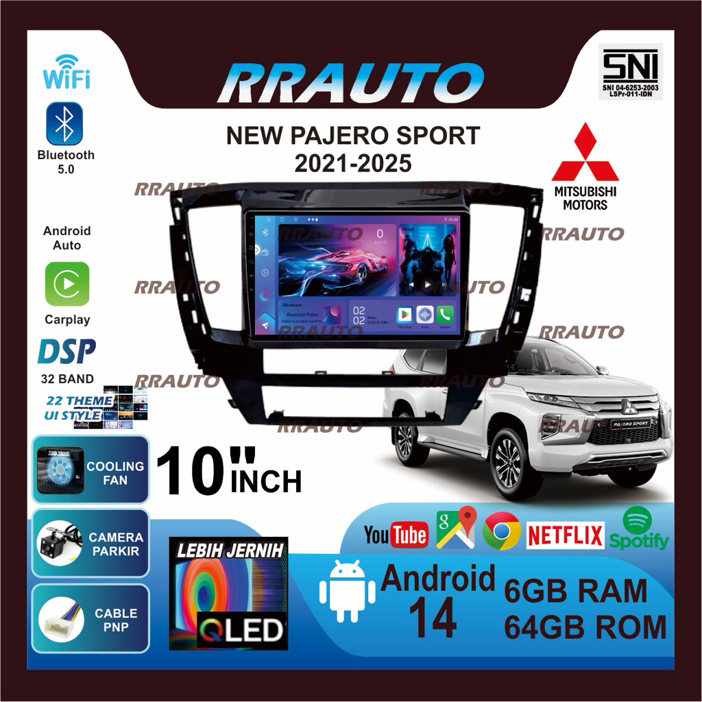 Jual All New Pajero 2021-2025 | 6GB RAM/64GB ROM,Headunit Android 14,QLED,Apple Carplay,AndroidAuto,Wifi,BT,Mirror link ,DSP 32band,Kipas pendingin(Kabel PNP & Kamera Parkir AHD) | Shopee Indonesia