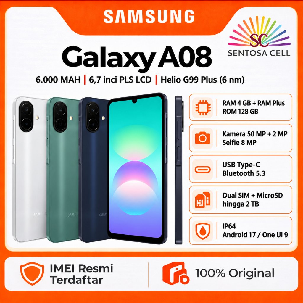 SAMSUNG GALAXY A08 4/64 | 4/128 GARANSI RESMI
