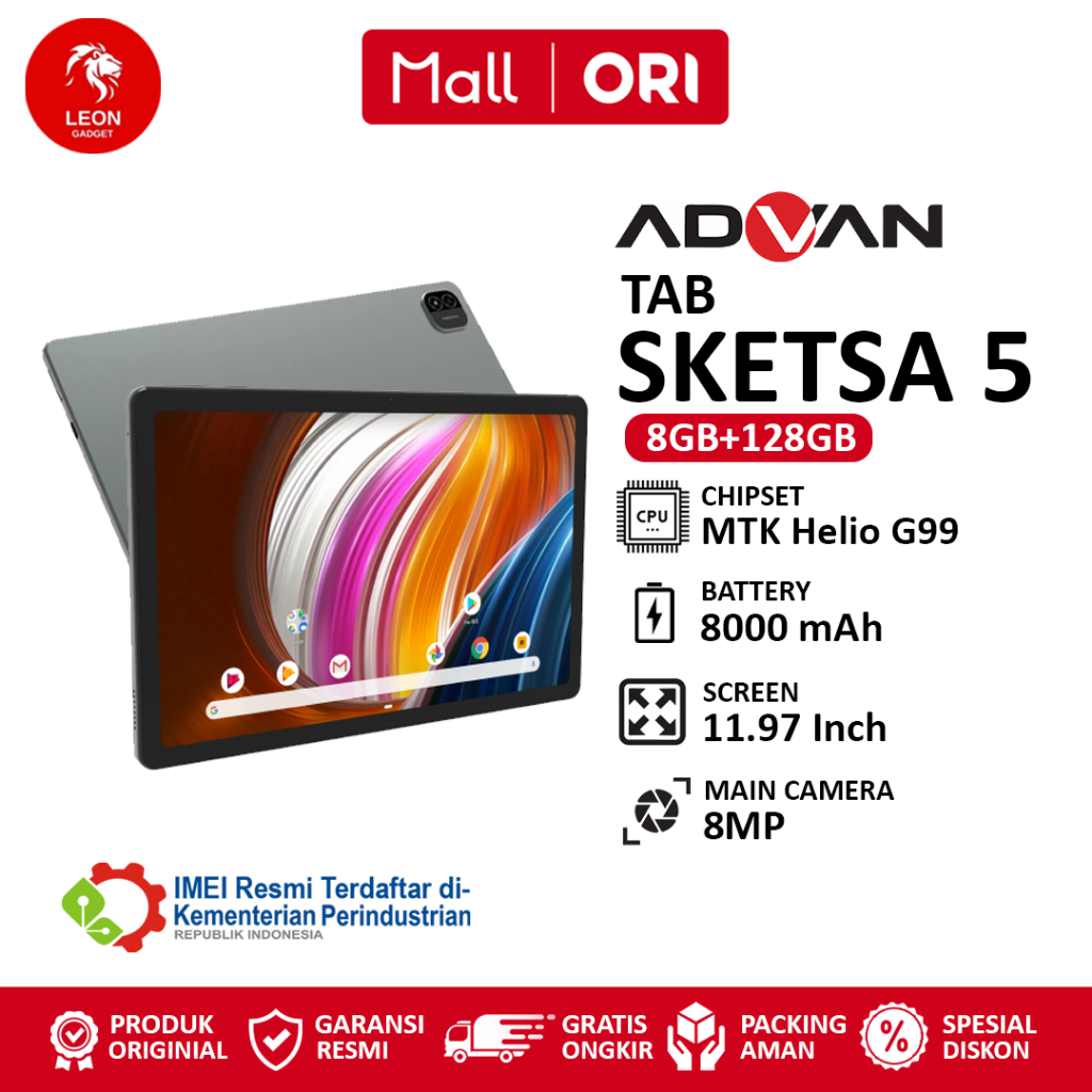 Advan Tab Sketsa 5 [8GB+128GB] - Garansi Resmi 1 Tahun