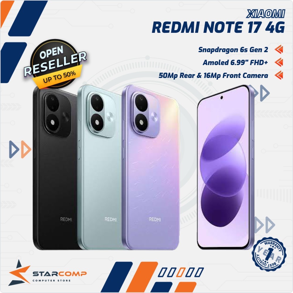 Xiaomi Redmi Note 17 4G 6/128 6/256 GB 50MP Camera Snapdragon 6s Gen 2 AMOLED 7.500 mAh IP65 GARANSI RESMI