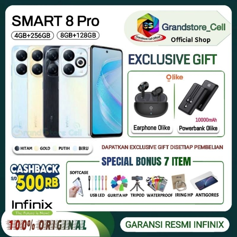 Jual INFINIX SMART 8 Pro RAM 8/128GB ( RAM Plus 8GB+8GB ) GARANSI RESMI INFINIX INDONESIA | Shopee Indonesia