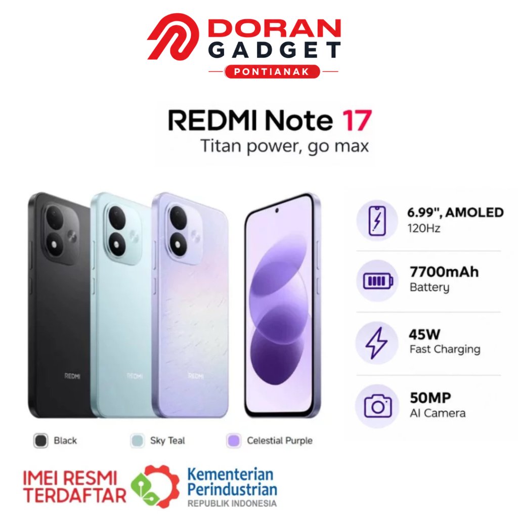 Xiaomi Redmi Note 17 4G LTE 6/128GB 6/256GB RAM 6GB ROM 128GB 256GB - Garansi Resmi 1 Tahun