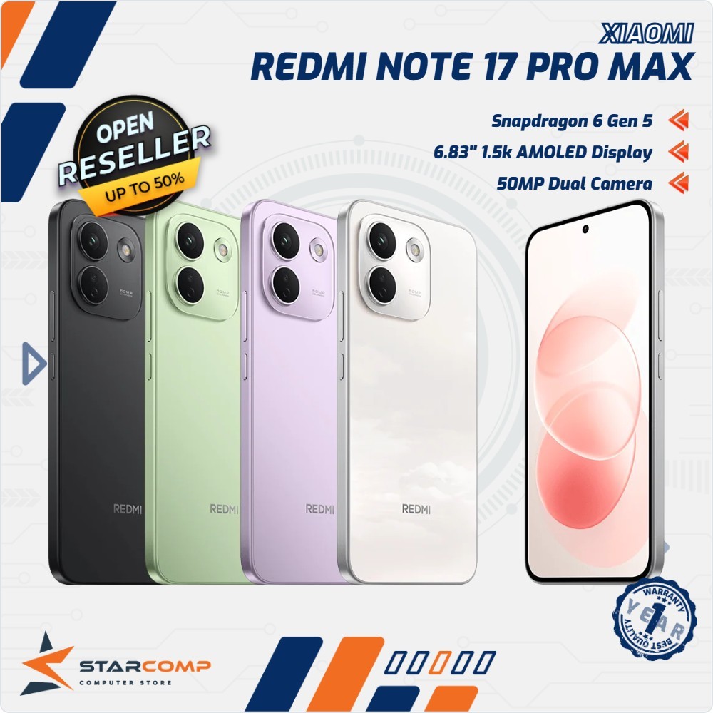 Xiaomi REDMI Note 17 Pro Max 5G 8/256GB 8/512GB Snapdragon 6 Gen 550MP OIS Camera 10000mAh & 100W HyperCharge GARANSI RESMI