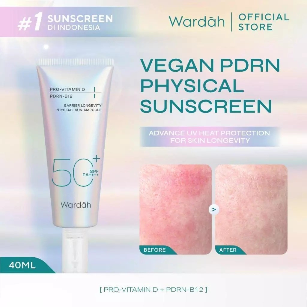 NEW LAUNCH! Wardah PDRN Sunscreen Barrier Longevity Physical Sun Ampoule SPF 50+ PA++++ - Sunscreen Wajah Memperkuat Skin Barrier