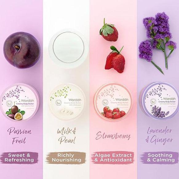 Wardah Creamy Body Butter 50ml - Passion Fruit Strawberry Milk & Pearl Lavender Olive Rose