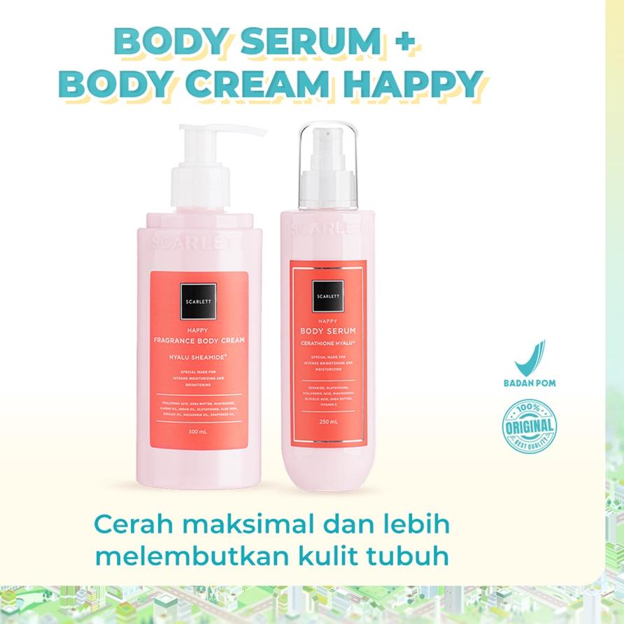 ۩ Scarlett Whitening Body Serum + Body Cream Happy ☊