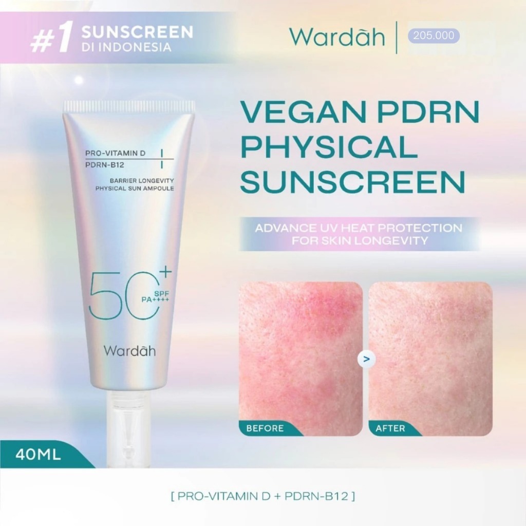 NEW! Wardah Vegan PDRN Physical Sunscreen SPF 50+ PA+++