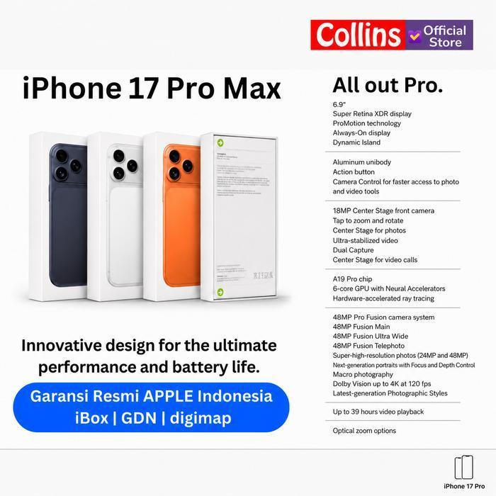 APPLE IPHONE 17 PRO MAX 256GB 512GB 1TB 2TB A19 PRO 6.9" OLED 120HZ RESMI IBOX GDN DIGIMAP ORIGINAL DAN TERPERCAYA