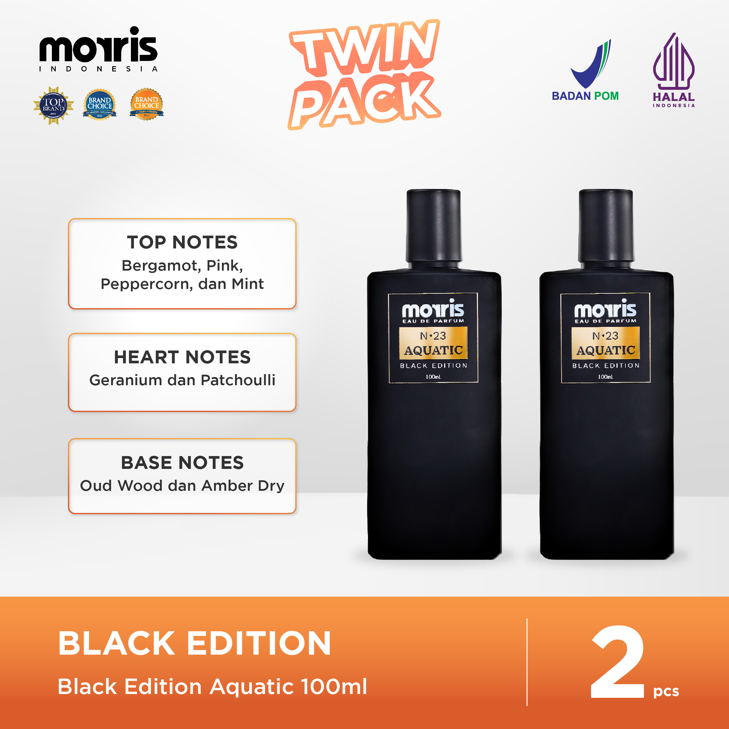 Morris Eau De Parfum Black Edition 100ml x 2 Pcs