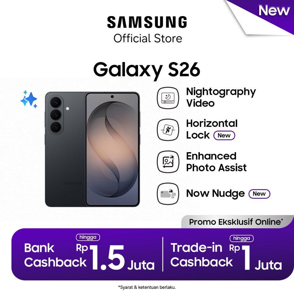 [Special Promo] Samsung Galaxy S26 12/512GB - Black | Hp AI | Photo Assist | 4300 mAh