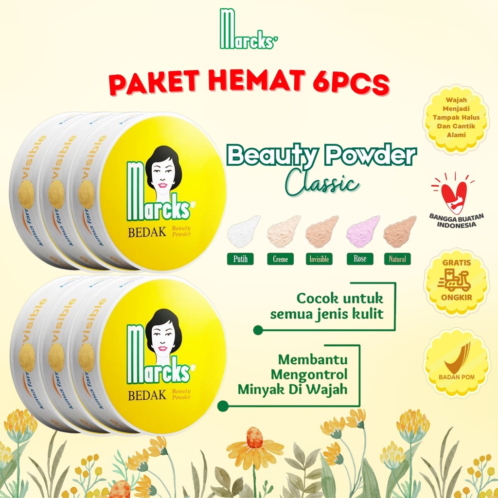 [PAKET 6PCS] MARCK'S Marcks Bedak Beauty Powder Classic 40gr