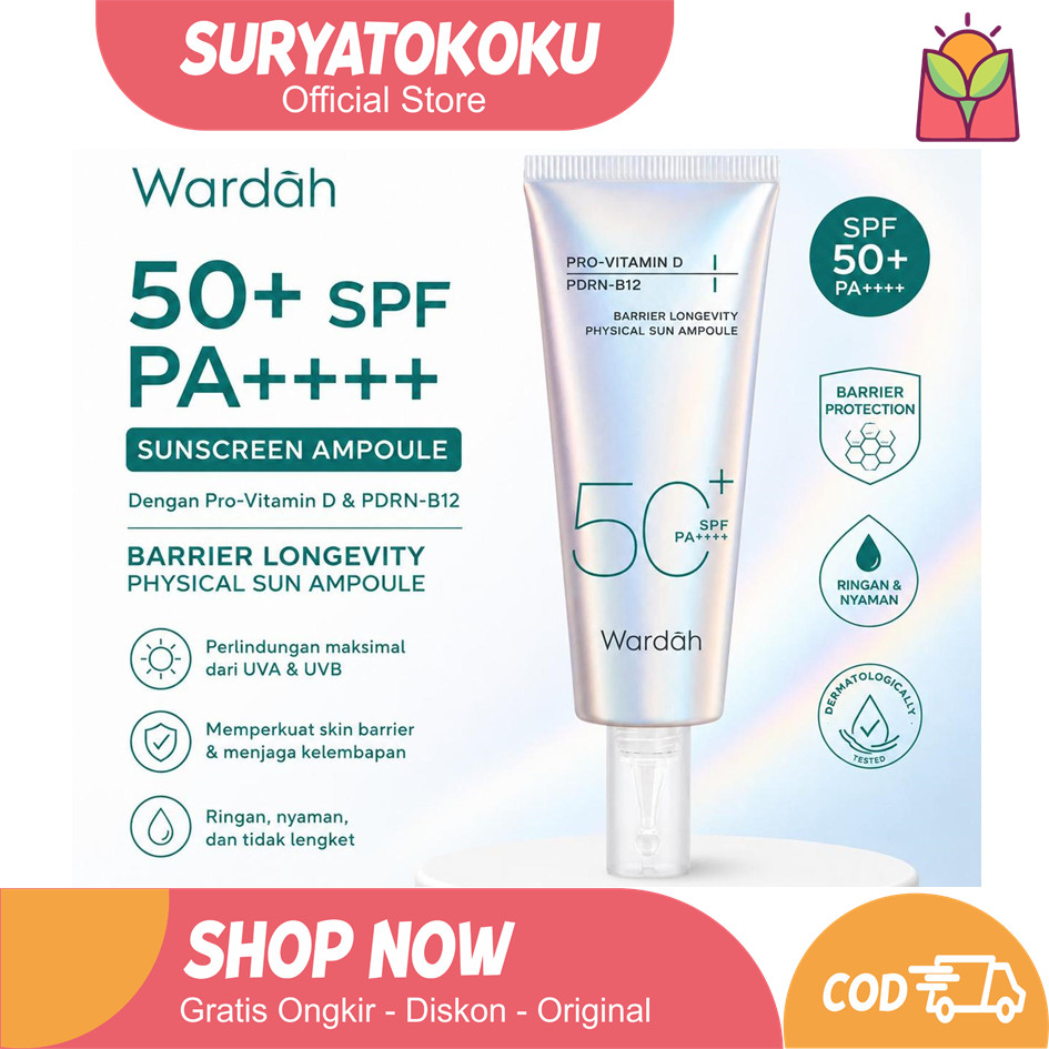 NEW LAUNCH! Wardah PDRN Sunscreen Barrier Longevity Physical Sun Ampoule SPF 50+ PA++++