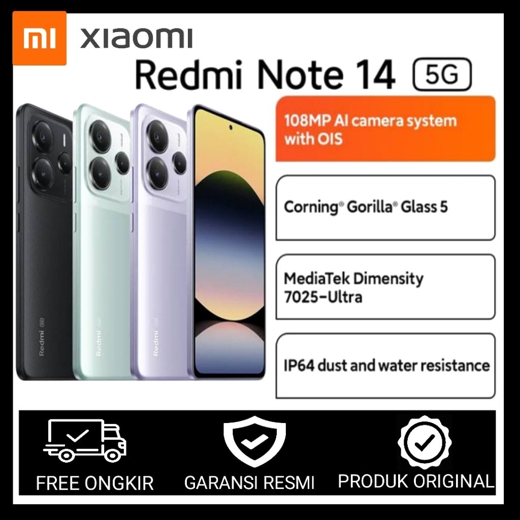 Xiaomi redmi note 14 5G NFC 108MP Ram 12/512 100% original dan garansi resmi Xiaomi