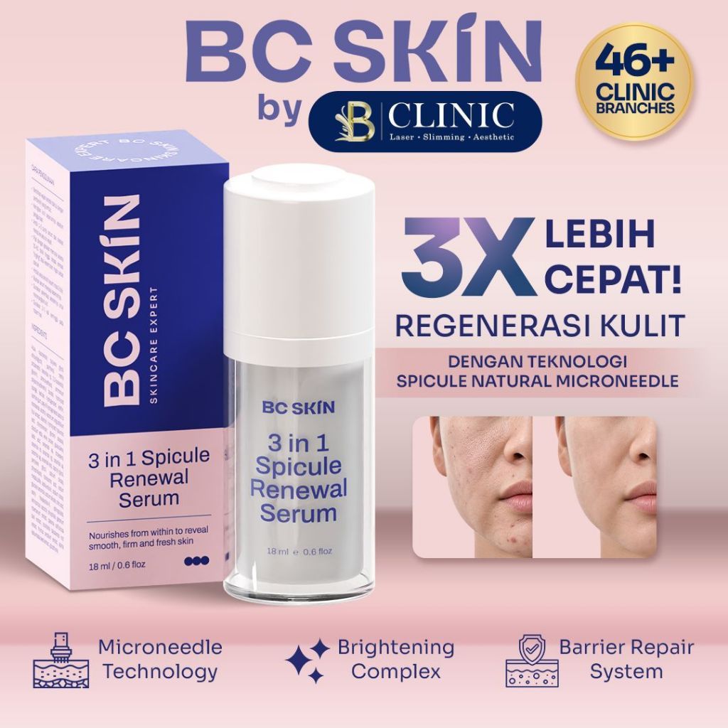 Jual BC SKIN 3in1 Spicule Renewal Serum - Serum Microneedle Anti Aging & Dark Spot - Peremajaan Kulit 3x Lebih Cepat - Dengan Peptide & Brightening Complex | Shopee Indonesia