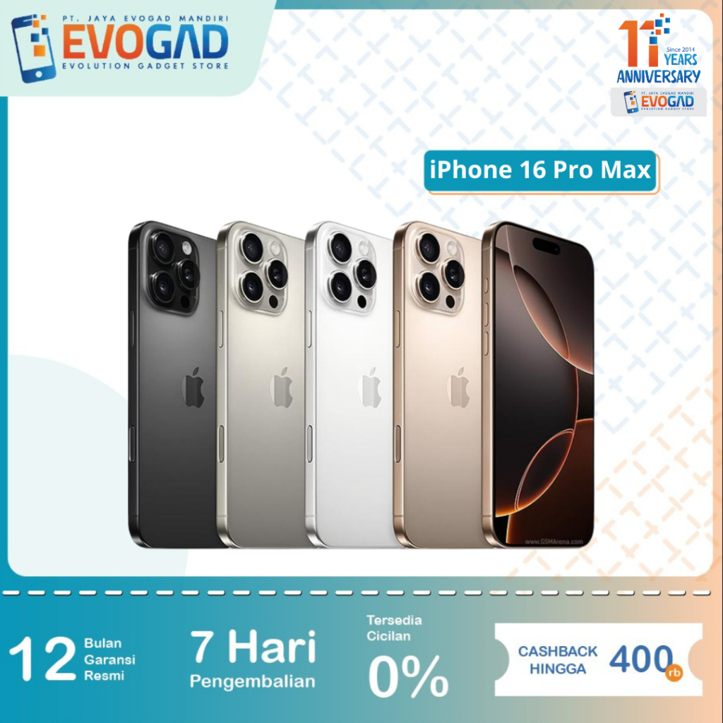 iPhone 16 Pro Max 256GB & 512GB, A18 Pro LTPO Super Retina XDR OLED | Garansi Resmi 1 Tahun