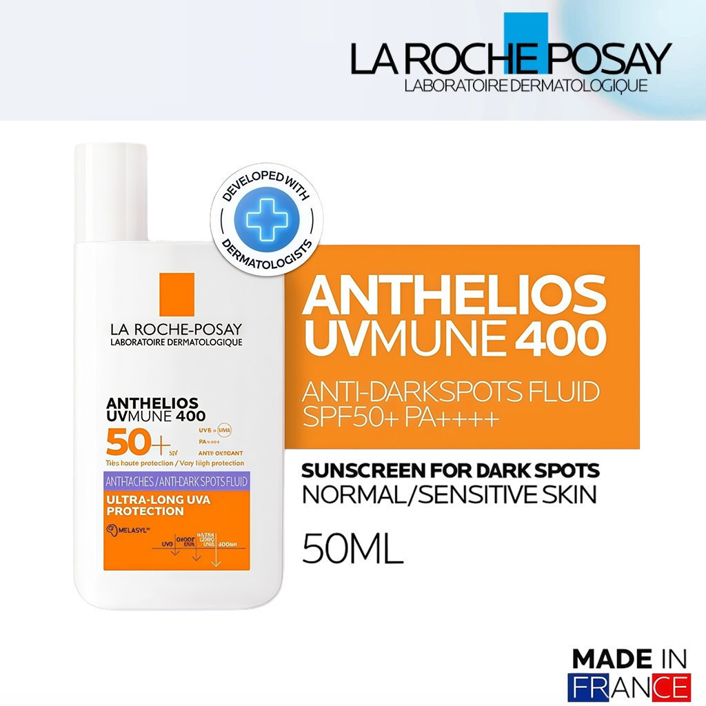 La Roche Posay Anthelios UVMune 400 Anti-Dark Spots Fluid SPF50+ PA++++Sunscreen Kulit Normal/Sensitive dengan Noda Hitam