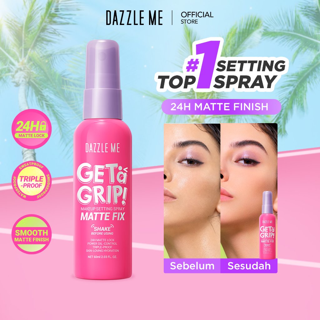 [BPOM] DAZZLE ME Get a Grip! Makeup Setting Spray Matte Fix Smooth Matte Finish Setting Spray mengunci makeup dan kontrol minyak tahan lama 24 jam