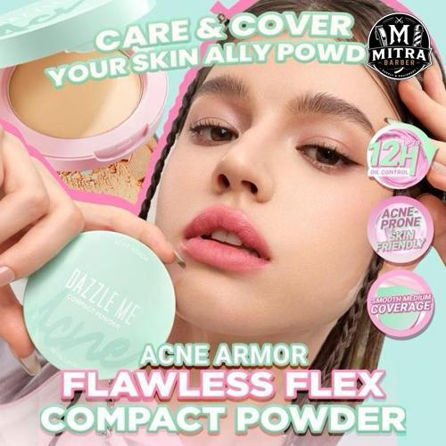 DAZZLE ME Acne Armor Flawless Flex Compact Powder Bedak Padat Two Way Cake Acne Armor Oil Control, Flawless & Anti Jerawat Dazzle me dazzle me