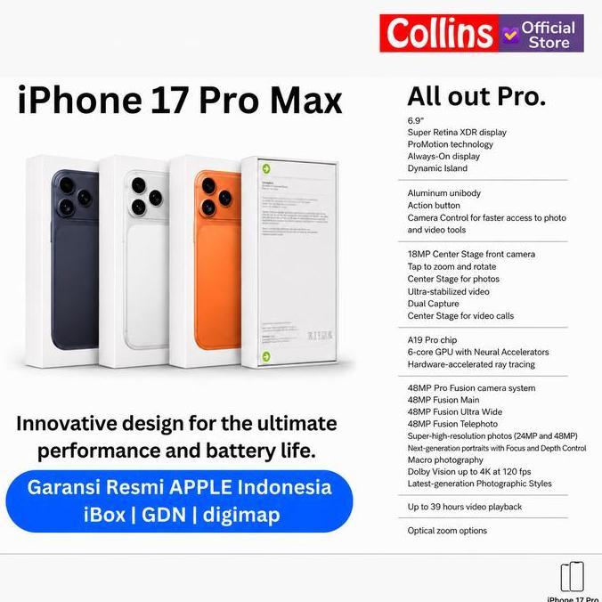 VERNANDI76 - APPLE IPHONE 17 PRO MAX 256GB 512GB 1TB 2TB A19 PRO 6.9" OLED 120HZ RESMI IBOX GDN DIGIMAP