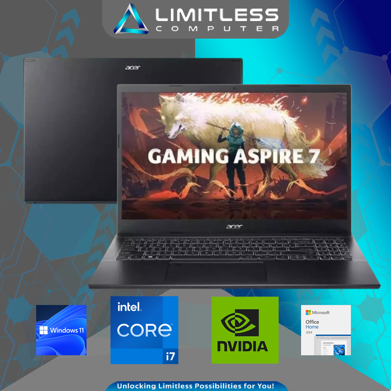 Acer ASPIRE 7 PRO RTX 3050 Core i7 13620H 16GB 512GB 15.6" FHD IPS Win 11 OHM 2024 Laptop Gaming