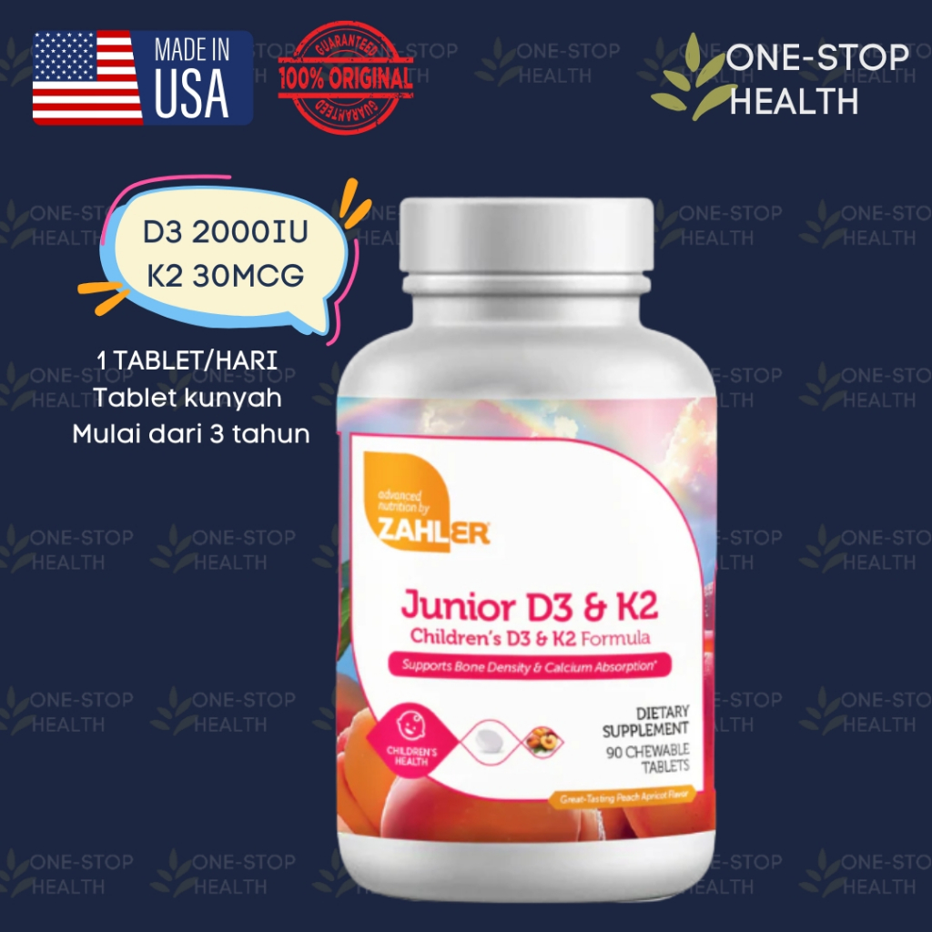 ZAHLER JUNIOR D3 K2 - Vitamin D3 K2 Anak - D3K2 90 Tablets