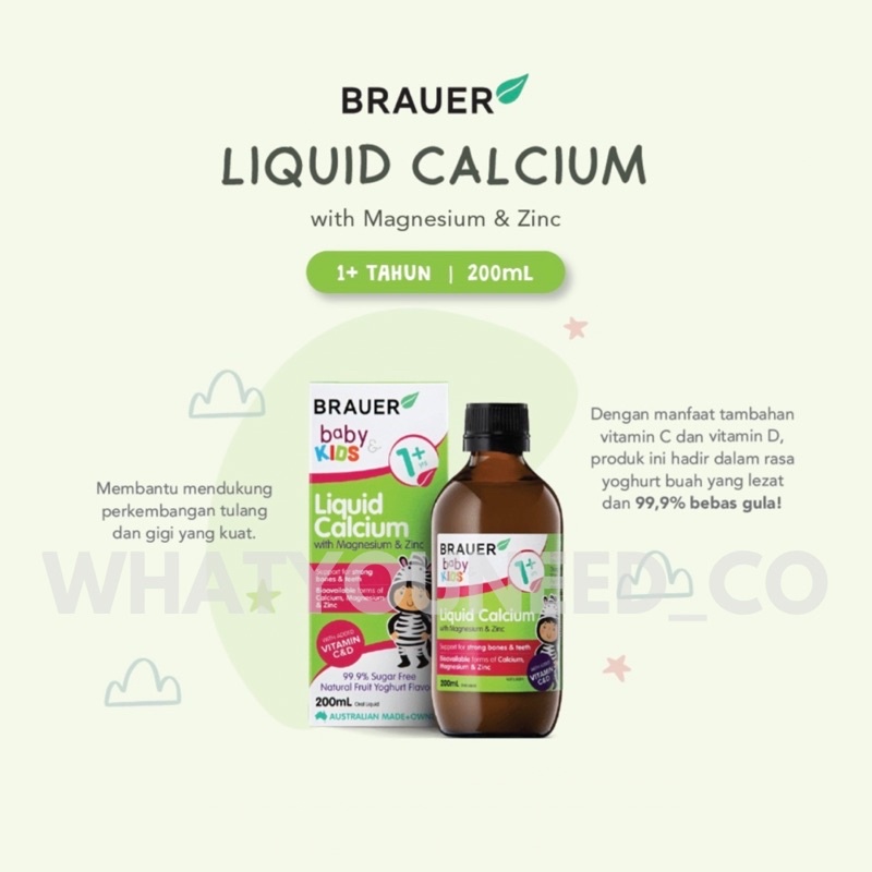 Brauer Liquid Calcium Magnesium Zinc (200ml) untuk 1-12tahun