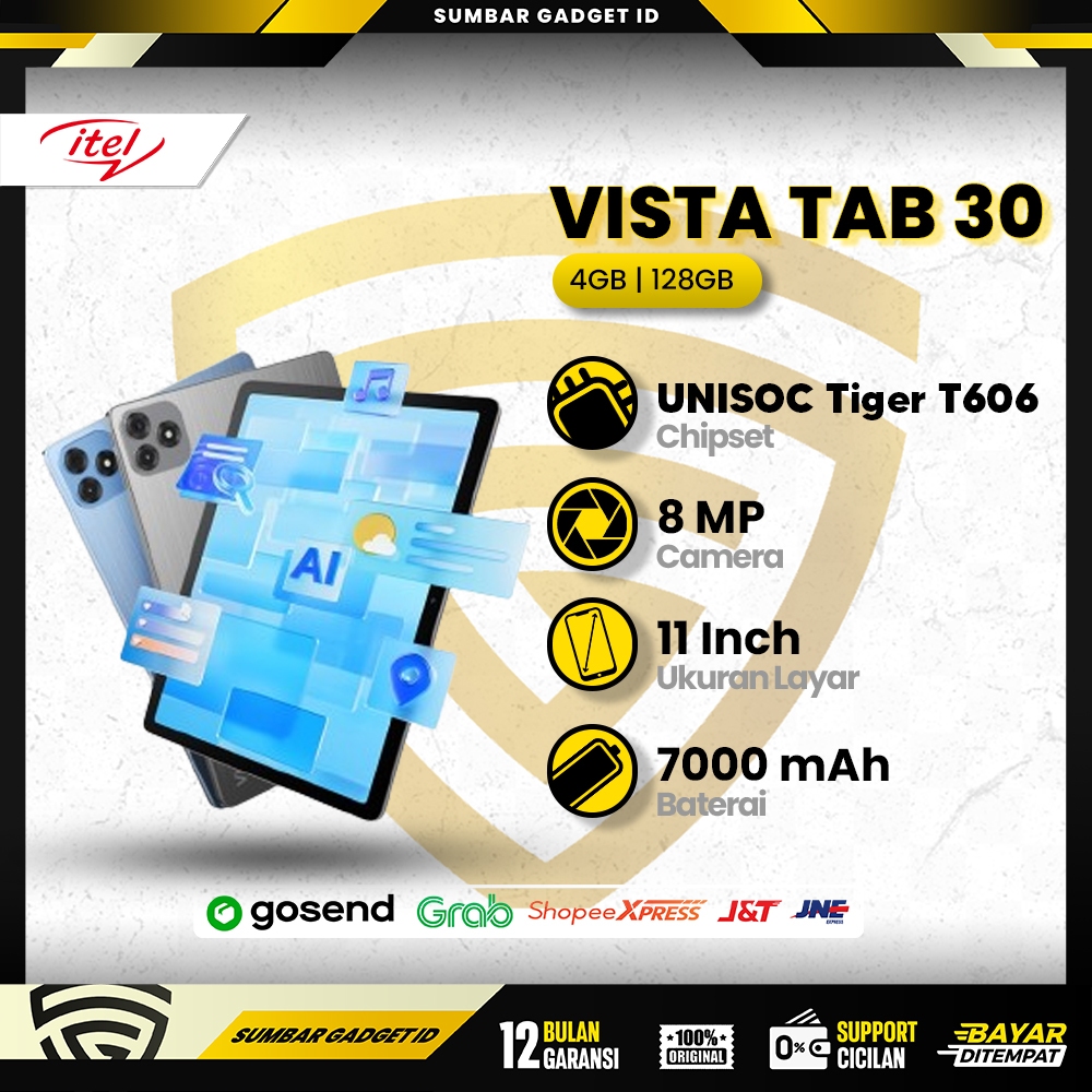 itel VistaTab 30 Tablet- 4GB+128GB - 11" FHD+ IPS Display Screen - 7000mAh - Dual Speakers- AI Assistant
