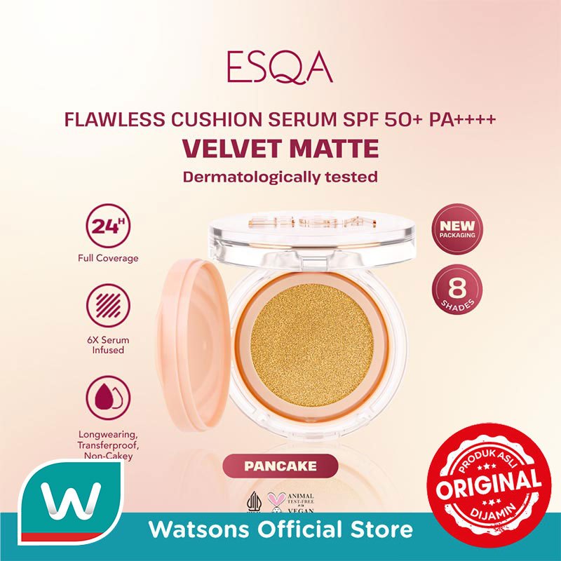 Esqa Flawless Cushion Serum SPF 50+ PA++++ Velvet Matte Pancake 15g