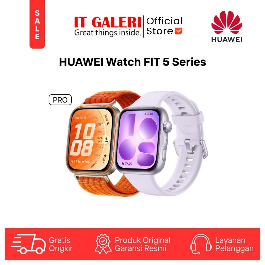 [Free strap tambahan U/FIT 5] HUAWEI Watch Fit 4 / Fit 5 Series Basic/Pro - Titanium* | Studi Risiko Diabetes & ECG* | Olahraga Outdoor Tingkat Lanjut*