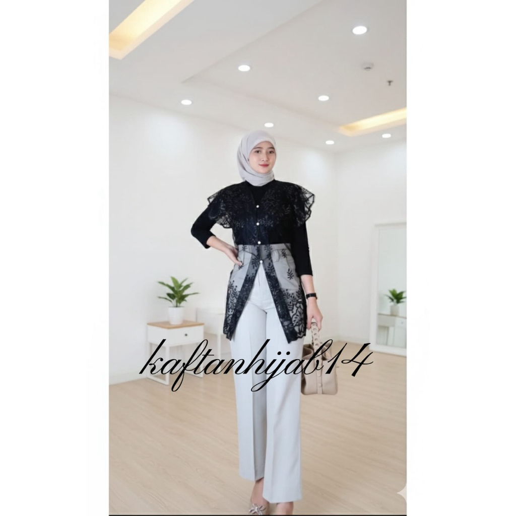 Jual News-Vest Kebaya brokat/Kebaya Kartini Moderen/Kebaya panjang/Luaran(motif random) Kebaya Brokat Wanita | Shopee Indonesia