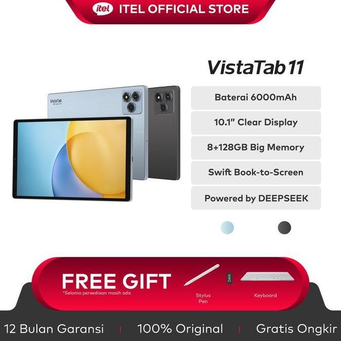 Jeromesos - Official Itel Vistatab 11 Tablet + Keyboard + Pen- 12Gb(4+8)+128Gb - 10.1" Hd+ Ips Display Screen - 6000Mah - Support Chatgpt - Ai Assistant With Learning Center