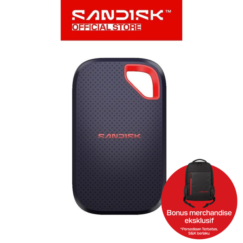 SANDISK Extreme Portable SSD E70 500GB / 1TB / 2TB / 4TB USB 3.2 ( Up to 2000MB/s) - Free Ransel