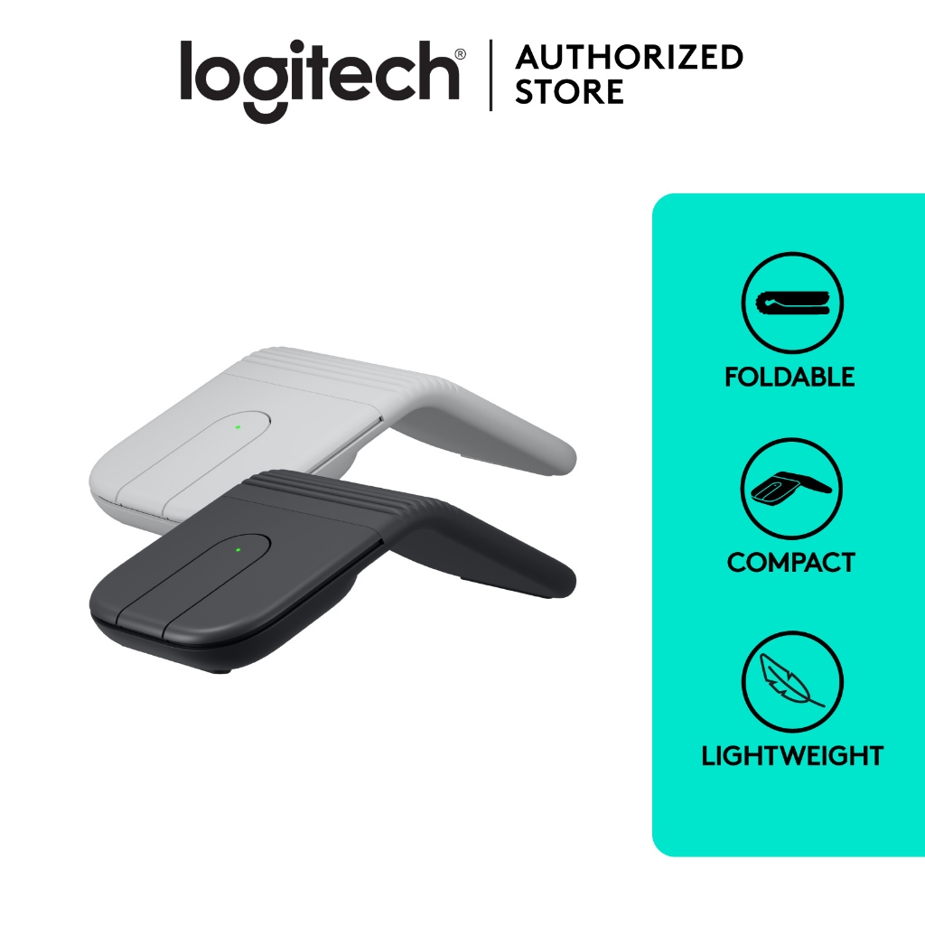 Logitech Mobi Fold, Mouse Perjalanan Ultra-Portabel, Kecil dan Ringan, Gulir Sentuh, Klik Tenang, 4K DPI, Bluetooth, untuk Windows PC, Mac, Chromebook, Android, iPad