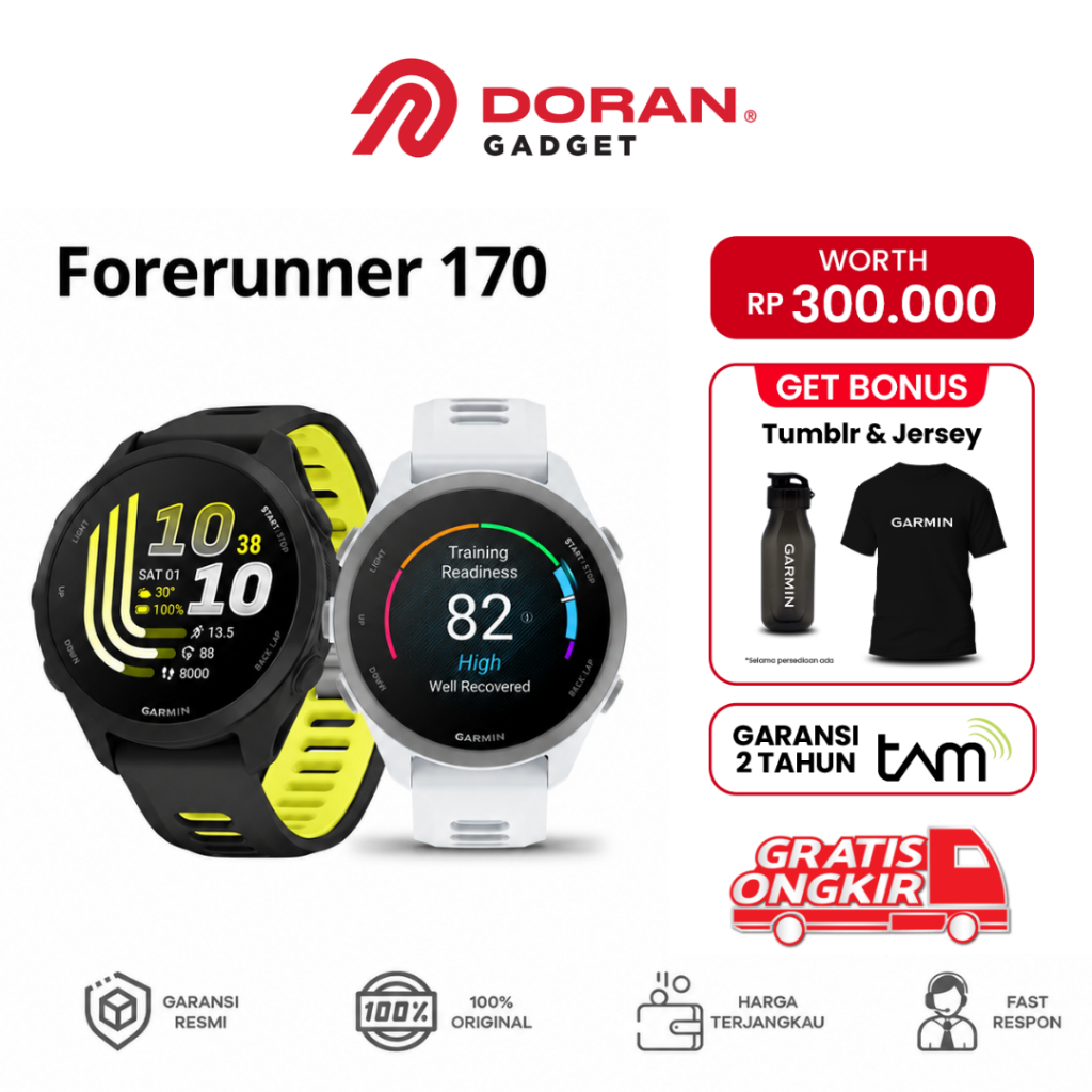 Garmin Forerunner 170 FR 170 Music - Non Music Smart watch Running Garansi Resmi TAM 2 Tahun