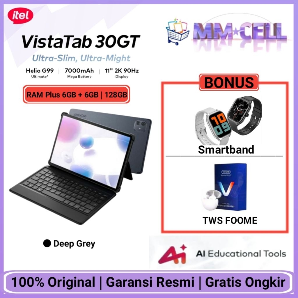ITEL VISTATAB 30 GT RAM 6/128 GB FREE Keyboard | VisTaTab 30GT 8/128 GB GARANSI RESMI ITEL
