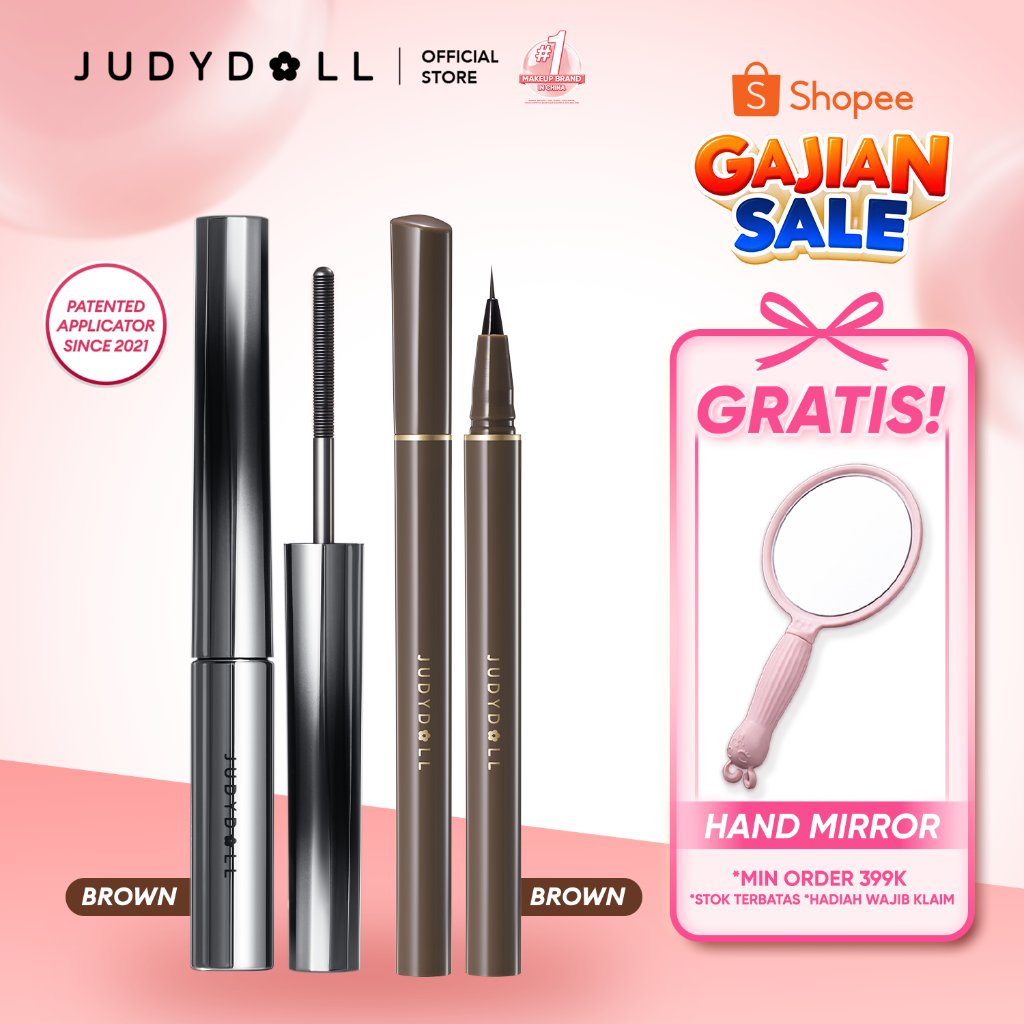 (BUNDLE) Judydoll Natural Eye Makeup Set - Iron Mascara + Slim Liquid Eyeliner - Maskara Besi Eyeliner Hitam Anti Luntur Waterproof Smudgeproof Superstay Tahan Lama 30 Jam Gampang untuk Pemula Douyin Eye Makeup