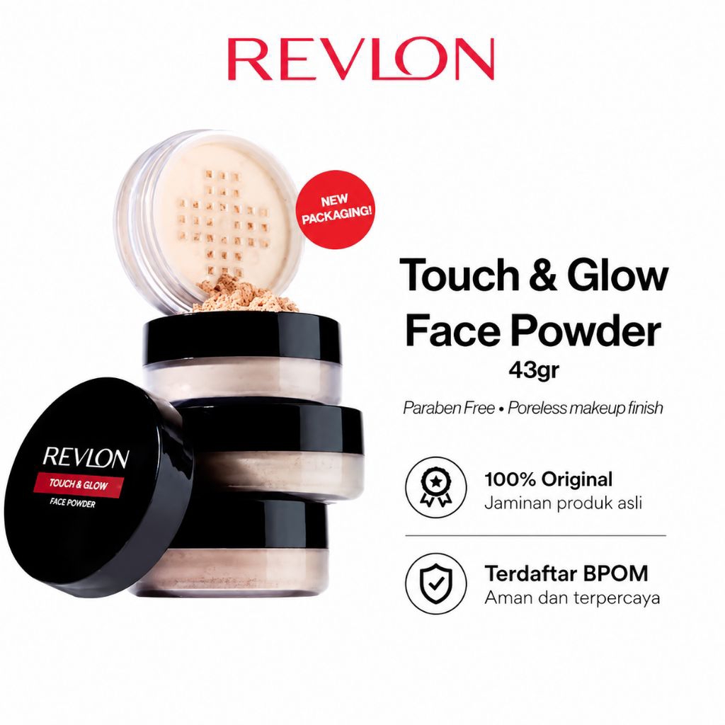 REVLON Touch & Glow Face Powder 43g Original BPOM - Bedak Tabur Anti Luntur Poreless Finish