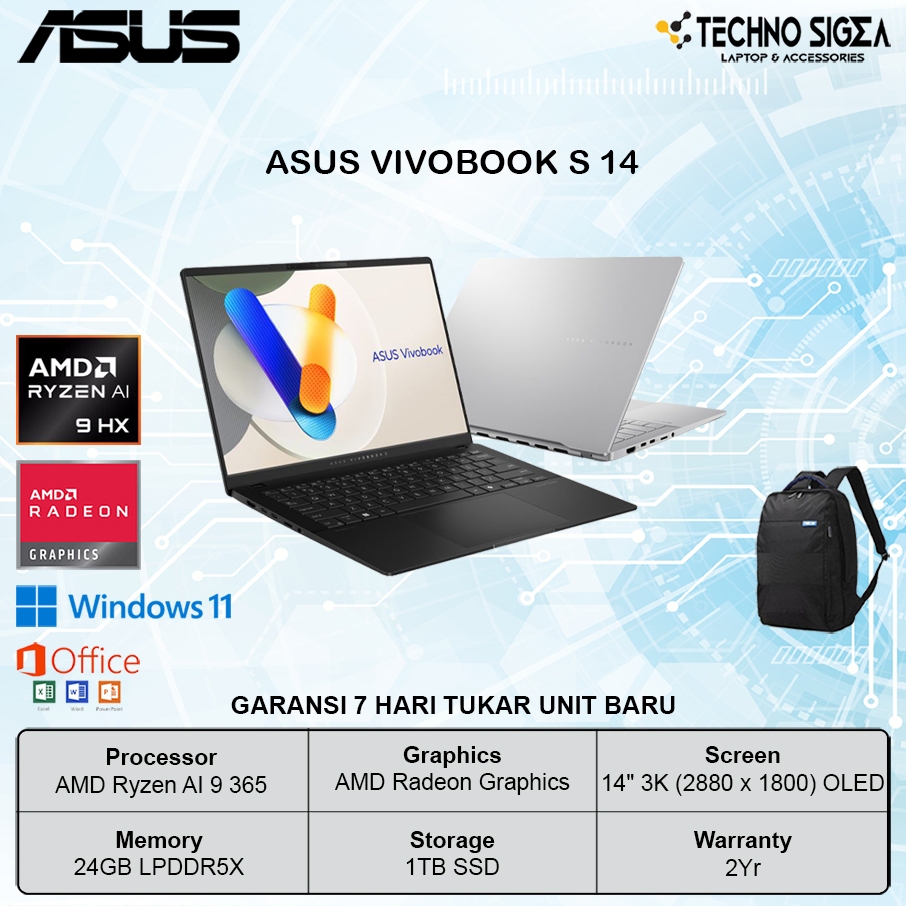ASUS Vivobook S 14 OLED M5406WA Ryzen AI 9 365 24GB 1TB 14.0 3K 120Hz