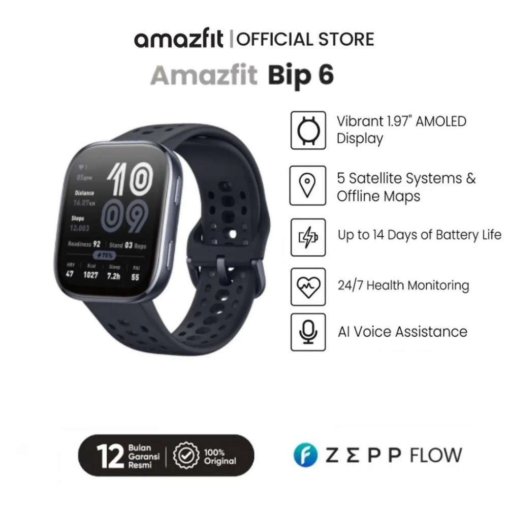 Jual Amazfit Official Bip 6 Smart Watch 46mm AI Voice Assistance Maps with GPS 140 Sports Modes | Shopee Indonesia