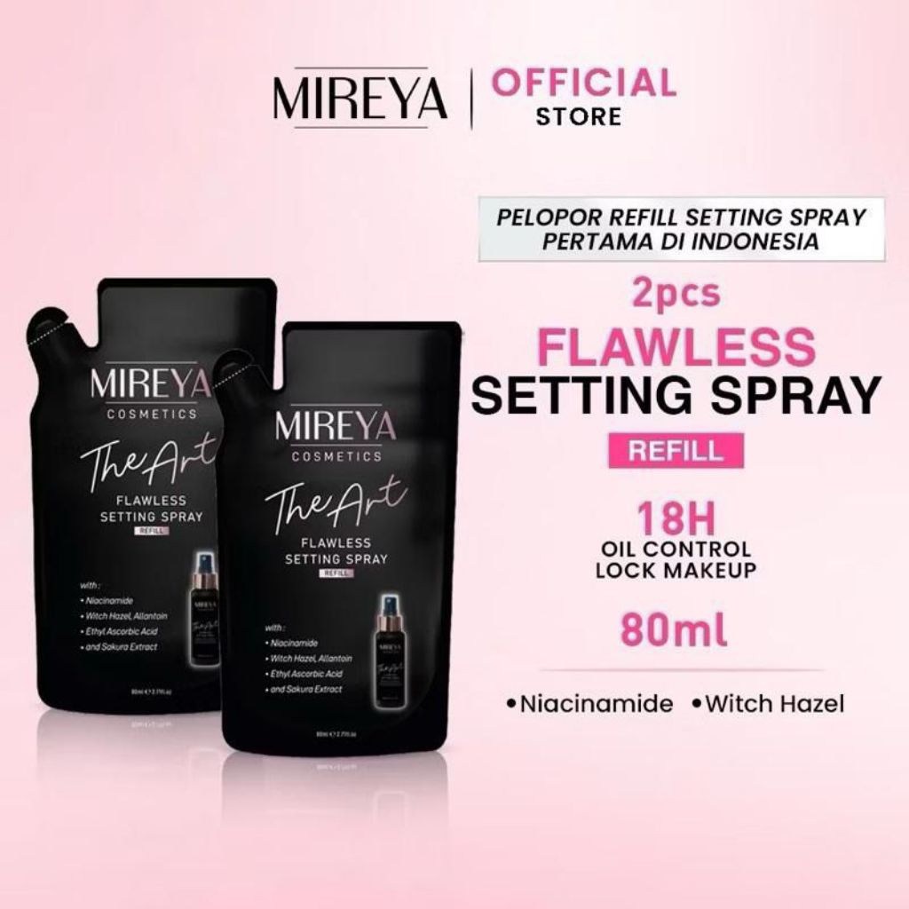 [ 2 PCS ] Mireya The Art Flawless Setting Spray Refill 80 ml – Primer & Setting Spray Make-up