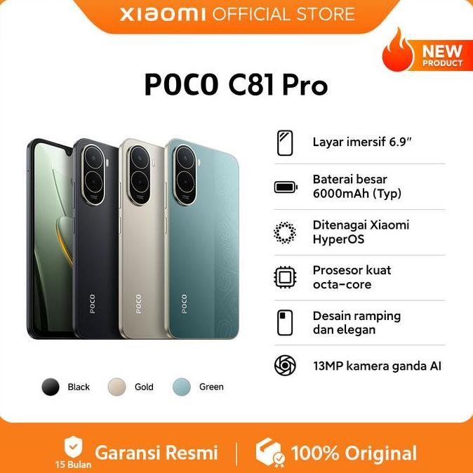 Jual POCO C81 Pro (4GB/128G) (4GB/64GB) | Layar imersif 6.9" | HP 1 Jutaan [Xiaomi Official Store] | Shopee Indonesia