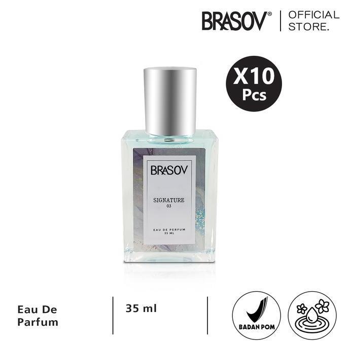 BRASOV Parfum Female Aquamarine Eau De Parfume 35 ML COMBO 10 Pcs Signature 03 Spray Halal Diskon
