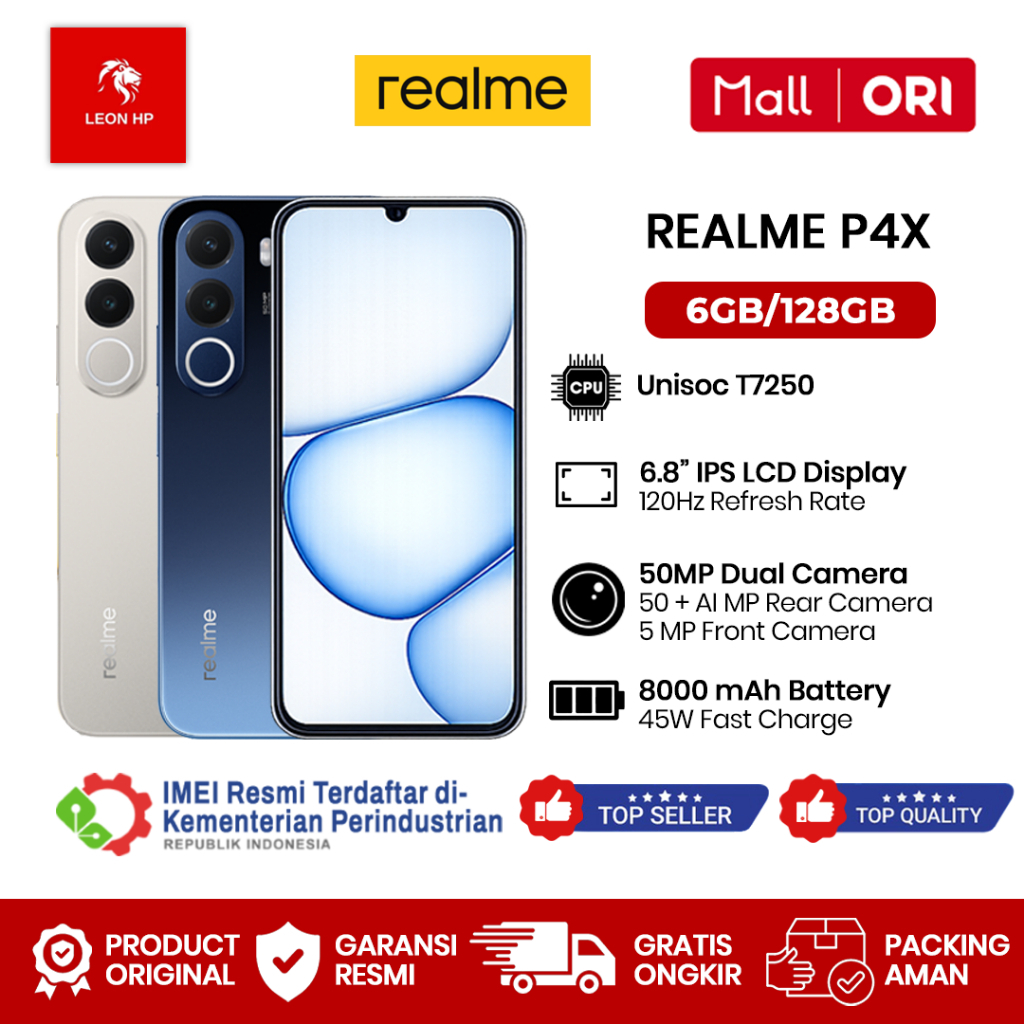 Realme P4x 6GB+128GB - Garansi Resmi 1 Tahun