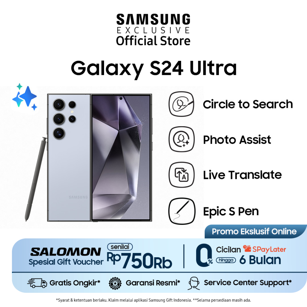 Jual Samsung Galaxy S24 Ultra 5G AI Smartphone Online Exclusive | Shopee Indonesia