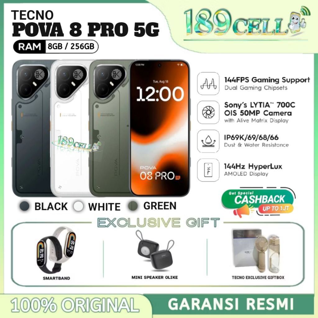 Jual TECNO POVA 8 PRO 5G RAM [8/256GB] - MediaTek Dimensity 7400 Ultimate, Kamera 50 MP | Pova 8pro, pova8 pro , GARANSI RESMI | Shopee Indonesia