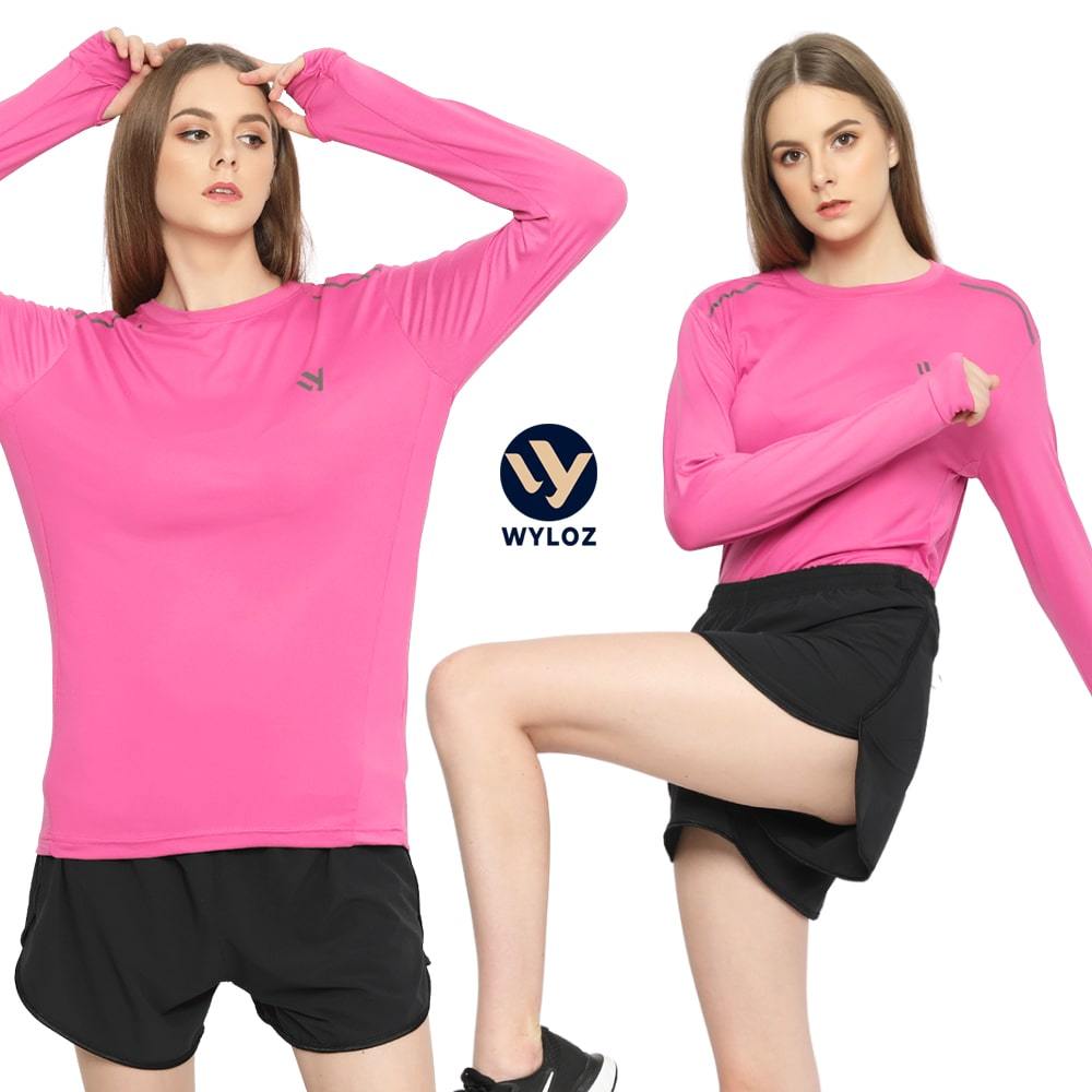 Jual Wyloz Baju Olahraga Lengan Panjang Wanita Kaos Sport Dry Fit Jersey Gym Lari Bahan Export Cewek Pink | Shopee Indonesia