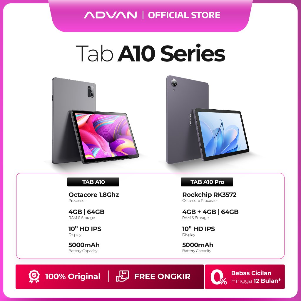 Jual ADVAN A10 Pro/A10 | 10.1" HD IPS Tablet | 4 TOPS NPU | WiFi 6 | Android 16 | Expandable up to 1TB | Shopee Indonesia