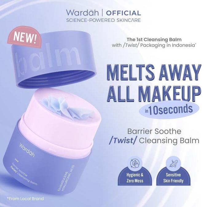 Baitulah_seller - NEW! Wardah Cleansing Balm Barrier Soothe Twist 40 g - Hapus Makeup 30 Detik, Menenangkan Kulit Kemerahan, dan Menjaga Kelembaban Kulit, serta Merawat Skin Barrier - Untuk Semua Jenis Kulit, Dermatologically Tested, Non-Comedogenic -