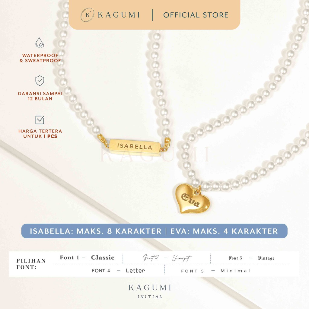 Jual KAGUMI Initial - Goddess Pearl Necklace | Kalung Pearl Custom Titanium Wanita (Pre-order) | Shopee Indonesia